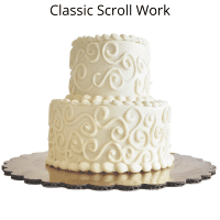 Anniversary cake classic scroll work style.