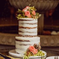 Two-tier rustic style cake.