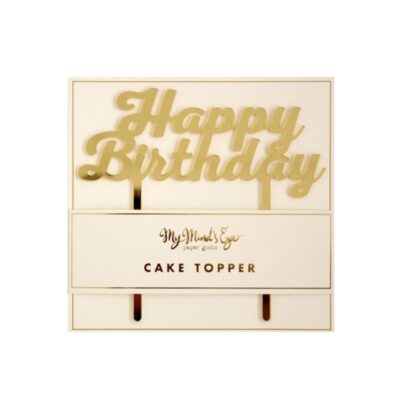 Happy Birthday gold acrylic cake topper.
