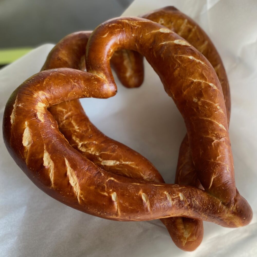 Heart-shaped pretzel.