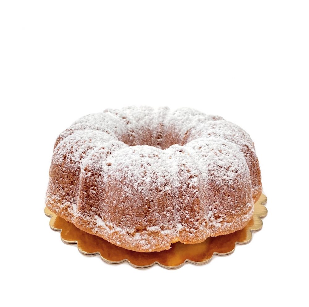 Side view of the buttermilk Bundt cake.