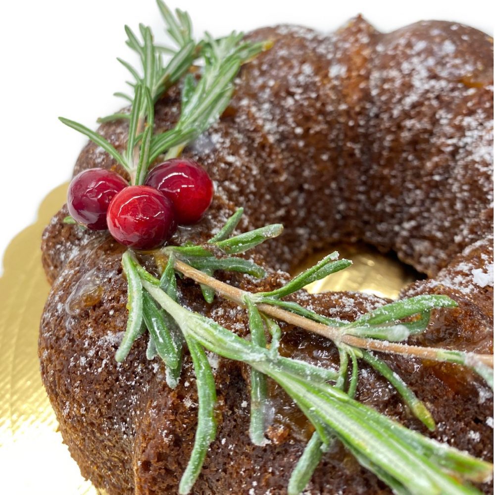 Detail of the Vegan Gingerbread Bundt Cake.