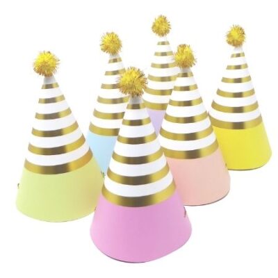 Example of pastel colors included in party hat box.