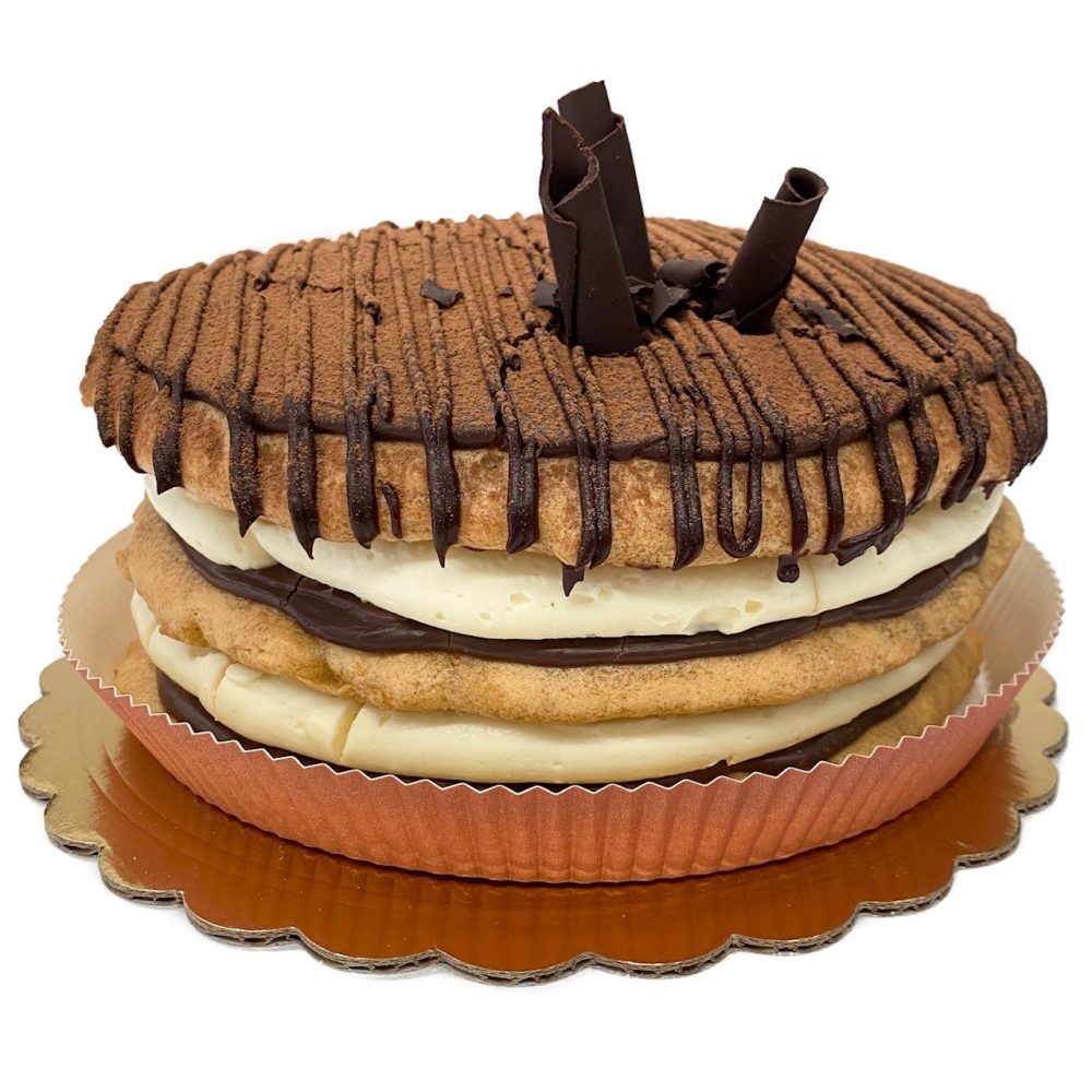 Side view of Tiramisu cake.