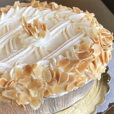 Detail of Tres Leches cake.